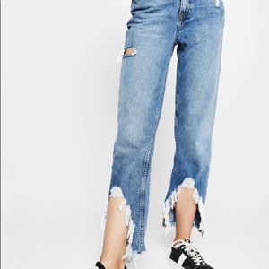 High low distressed jeans